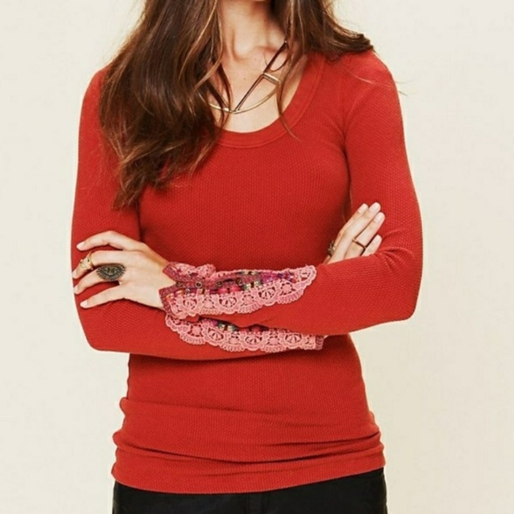 Free People Red Fiesta Cuff Thermal - EUC - Picture 2 of 8